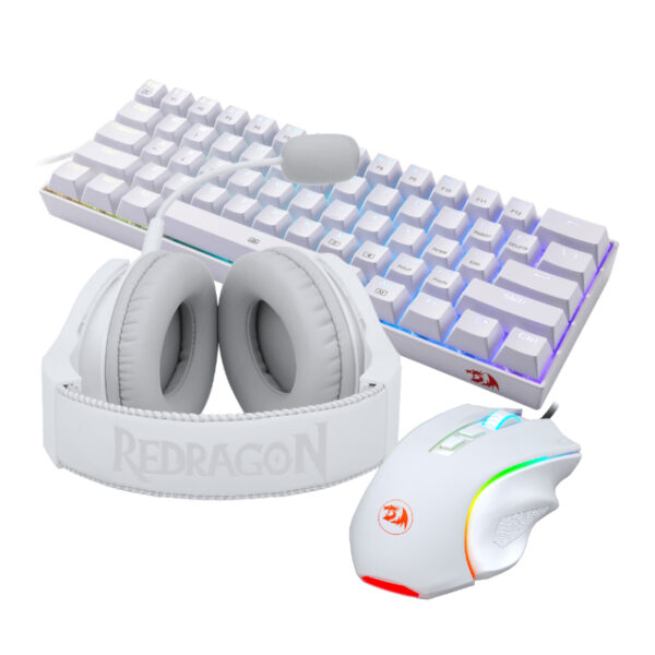 Redragon 3In1 Ms|Hs|Kb Wired Combo - White 2 Redragon 3In1 Ms|Hs|Kb Wired Combo - White