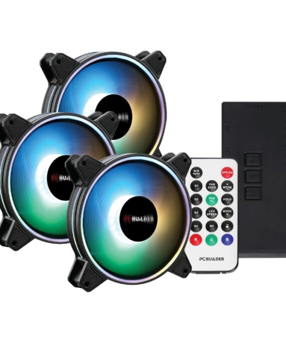 PCBuilder Tempest Chill Fan Kit 3x120MM Dual Glow ARGB Fan + Controller + RF Remote