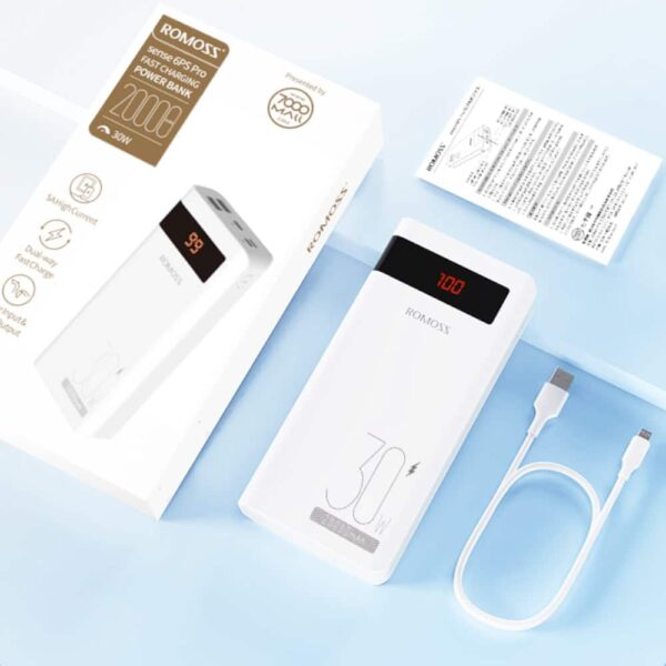 Romoss Sense 6Ps Pro 20000Mah 30W Fast Charge Power Bank - White 5 Psn20 191 1133H Wr 01.Jpg