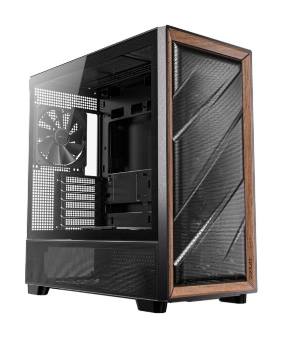 Antec FLUX ATX WOOD Mid Tower Gaming Chassis – Black