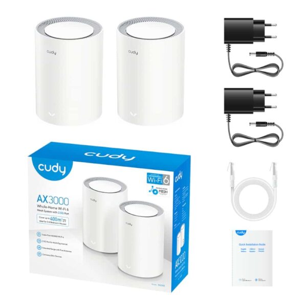 Cudy Ax3000 Wi-Fi 6 Mesh Kit 2 Pack - White 6 Cudy Ax3000 Wi-Fi 6 Mesh Kit 2 Pack - White