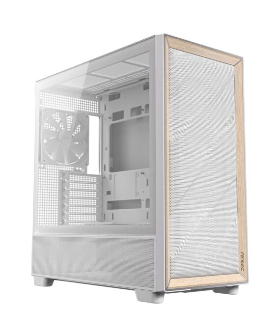 Antec FLUX Mid-Tower E-ATX Gaming Chassis Wood Front Panel - White