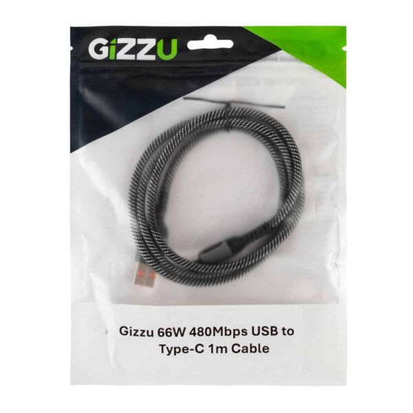 Gizzu Gcpu2C060048G 01 66W 480Mbps Usb To Type C 1M Cable Angled 9164 Edit 1500X1500 2.Jpg