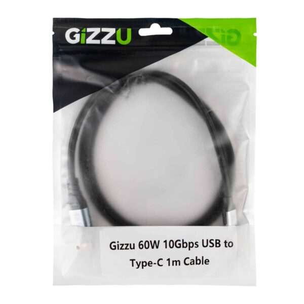 Gizzu Gcpu3C06010G 01 60W 10Gbps Usb To Type C 1M Cable Angled 9175 Edit 1500X1500 1.Jpg