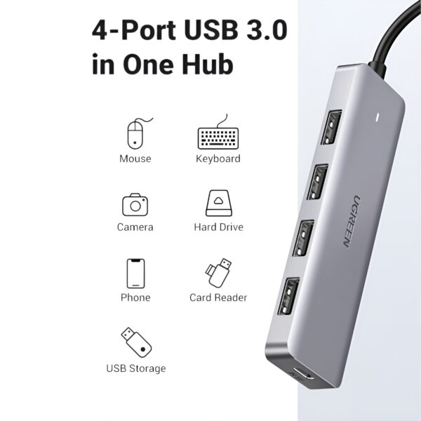 Ugreen Cm219-70336 4-In-1 Hub | Usb 3.0 | Type-C - Silver