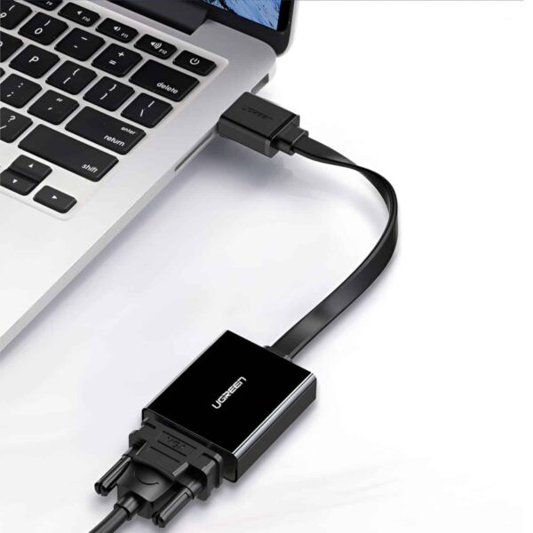 Ugreen Hdmi To Vga Adapter, With 3.5Mm Audio And Power Port - Black