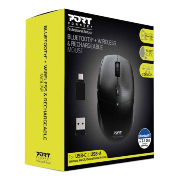Port Connect 2.4Ghz Wireless Bluetooth® Rechargeable Mouse Pro 3 900715 Wr 01.Jpg