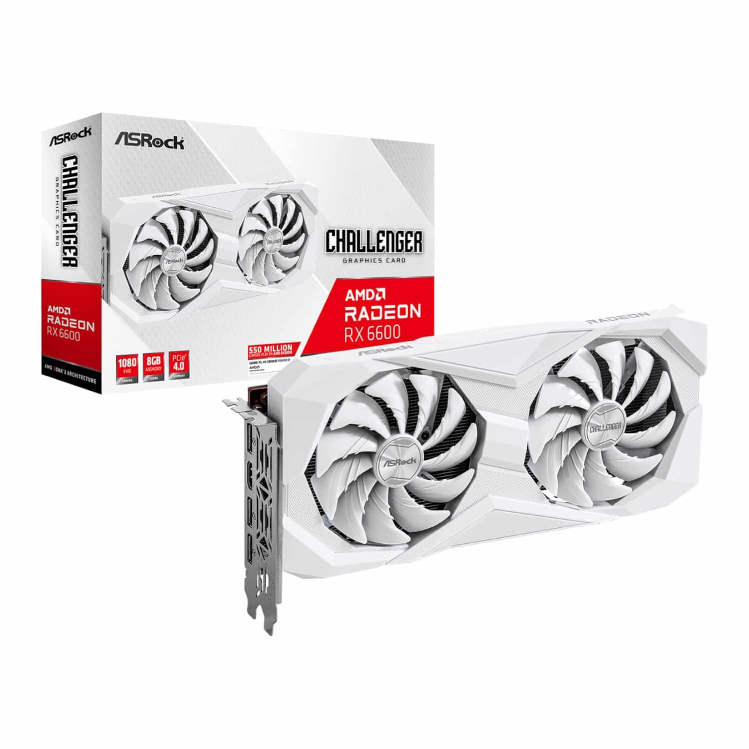 Asrock Radeon Rx6600 Challenger D 8G Gddr6 128-Bit Graphics Card - White 1 Asrock Rx6600Challengerw8G Wr 01A.jpg