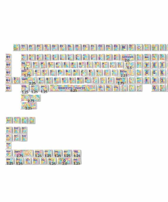 Keychron Graffiti Party – Cherry Profile Dye-Sub PBT Full Keycap Set (140 Keys, MX-Compatible)