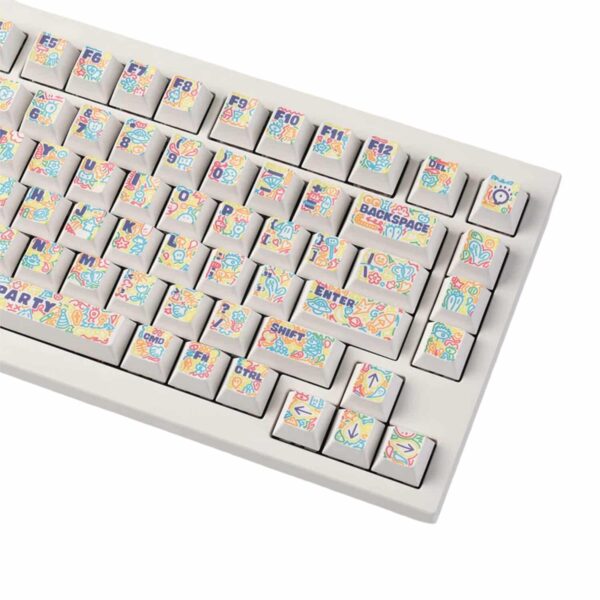 Keychron Graffiti Party – Cherry Profile Dye-Sub Pbt Full Keycap Set (140 Keys, Mx-Compatible)