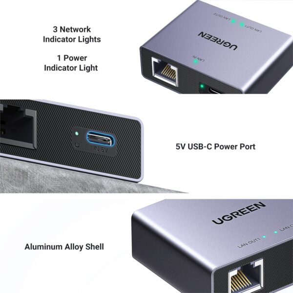 Ugreen 1-To-2 Gigabit Ethernet Splitter, 1000Mbps Lan Network Adapter 3 Nw301 45311 Wr 02.Jpg