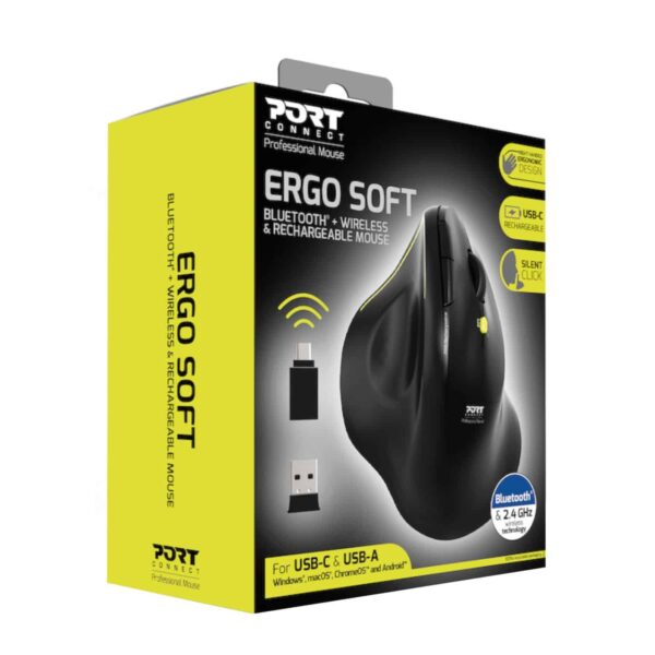 Port Connect 2.4Ghz Wireless Ergo Soft Bluetooth Rechargeable Mouse 3 910200 Port Mouse Ergonomic Reacharge Bt Ergo B Wr 02.Jpg