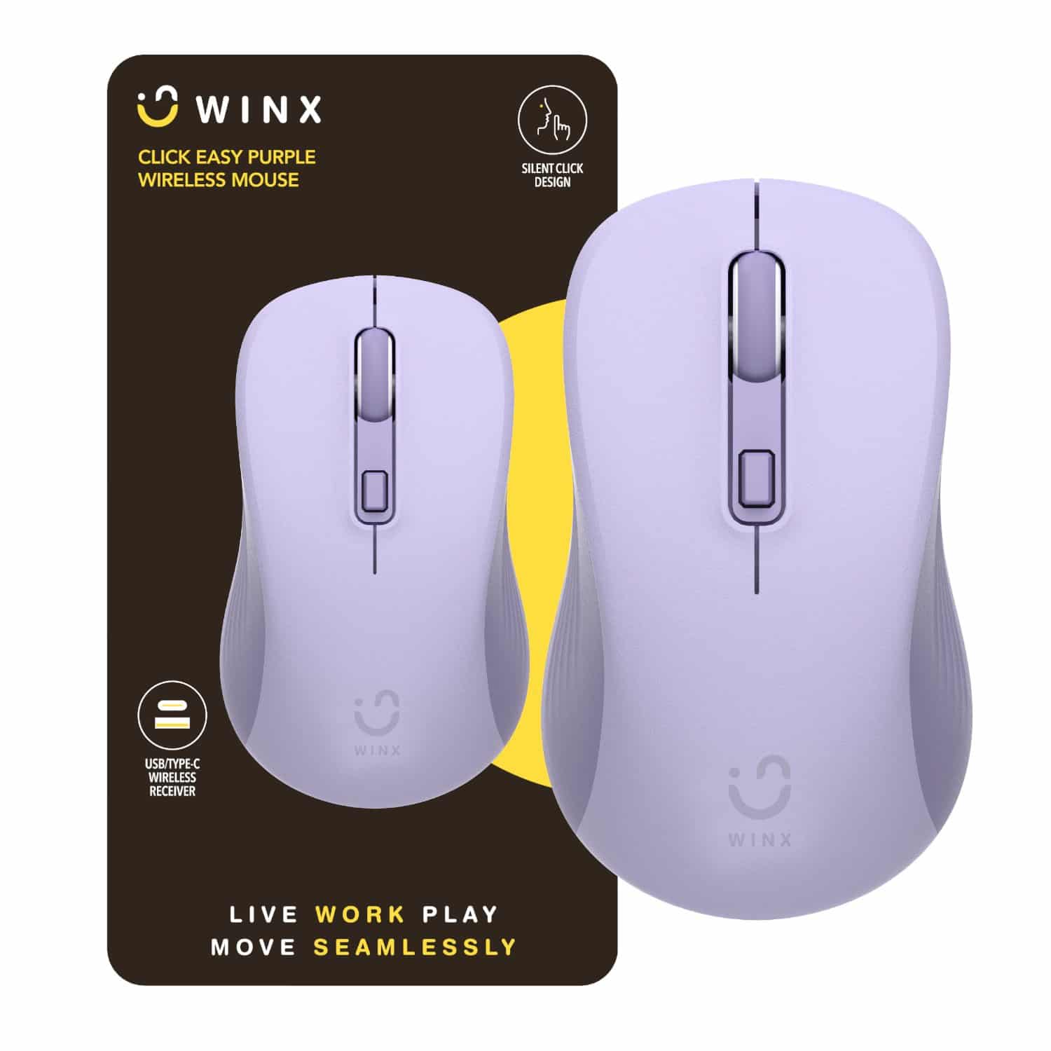 Winx Click Easy 1600Dpi 2.4Ghz Wireless Mouse - Purple 1 Wx Kb111 Winx Click Easy 1600Dpi Wireless Mouse Purple Wr 01A