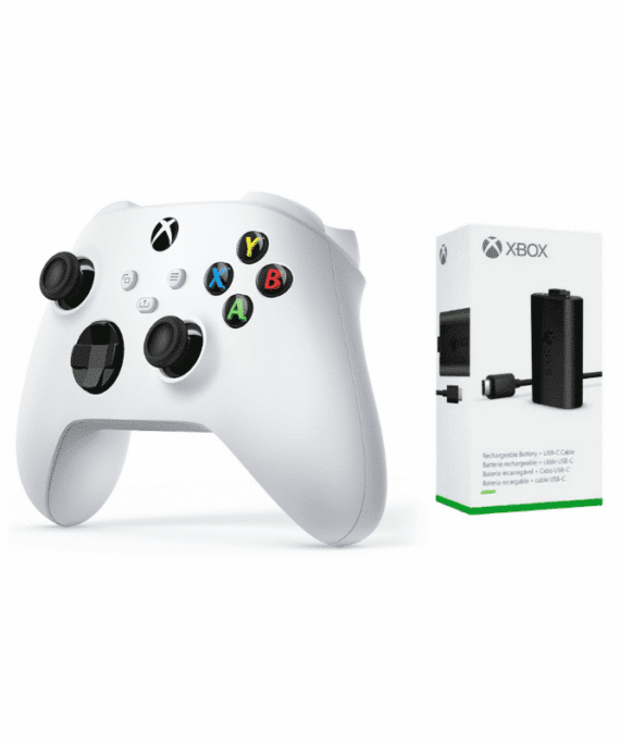 XBOX Series Wireless Controller Robot White Plus Rechargeable USB-C Battery Kit