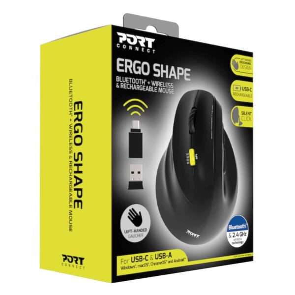 Port Connect Ergo Shape Rechargeable Wireless Mouse 7 910008 Port Mouse Ergo Rechargeable Bt Left Wr 01.Jpg