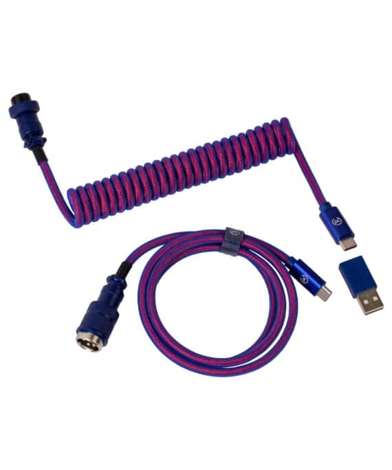 Keychron Premium Coiled Aviator USB Cable | Type-C + USB-A Adapter | Detachable Aviator Connector | 108 cm
