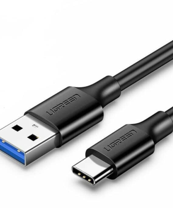 UGREEN Type-C to USB 3.0 Cable 1m – Fast Charging 3A, 5Gbps Sync – Black