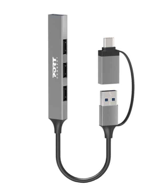 Port Connect USB Type-C to 4-port USB-A 3.0/2.0 Hub