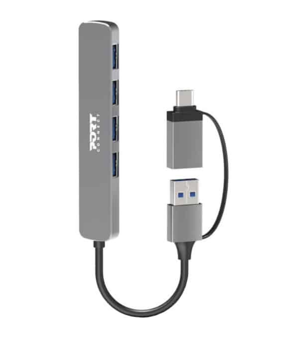 Port Connect USB Type-C to 4-port USB-A 3.0 Hub