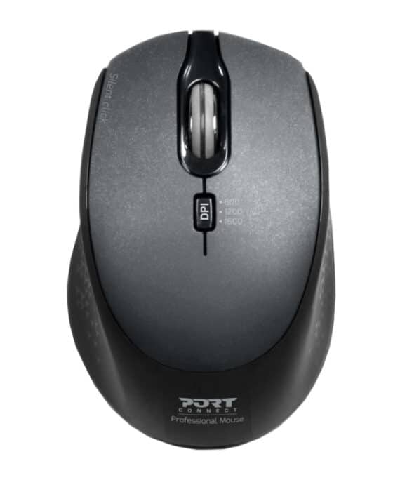 Port Connect Silent 1600DPI 3 Button Wireless Mouse - Black