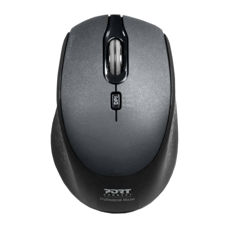 Port Connect Silent 1600Dpi 3 Button Wireless Mouse - Black 1 Port Connect Silent 1600Dpi 3 Button Wireless Mouse - Black
