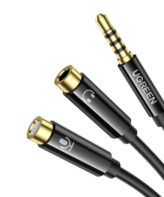 UGREEN AV141 3.5mm Headset Splitter Cable (1x Male to 2x Female) 20cm - Black