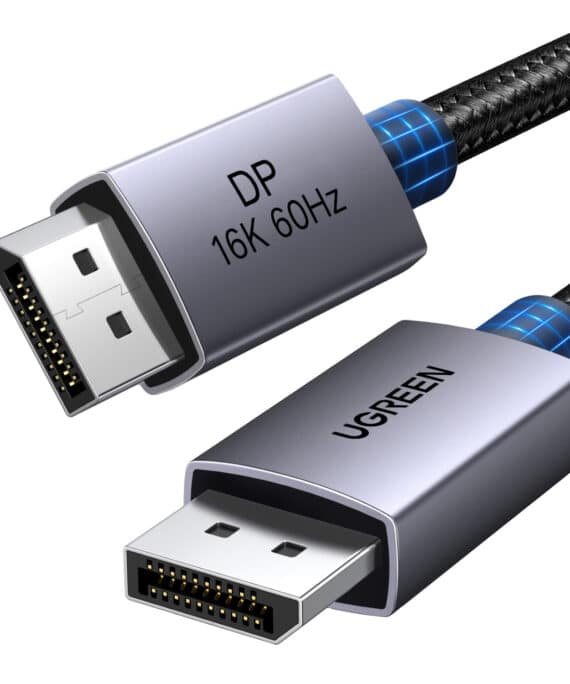 UGREEN DP131 DisplayPort 2.1 Braided Cable 1M ( 80Gbps | 16K | 60Hz ) - Black/Grey