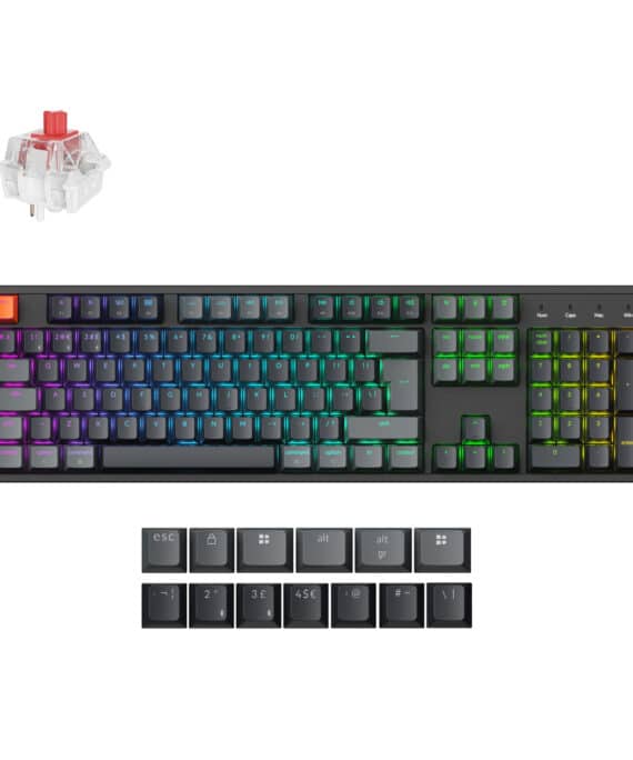 Keychron K10 QMK Full-size RGB Wireless Custom Mechanical Keyboard V.2 (Super RED Switch) – Black