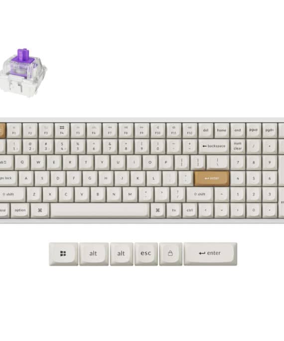 Keychron K4 HE 96% Magnetic Switch Hot-Swap RGB Wireless Keyboard – White (Wood + Aluminium)