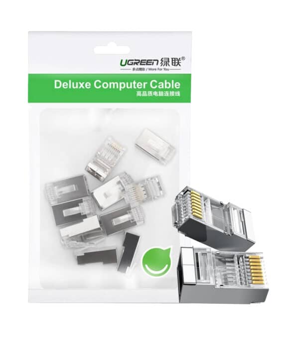 UGREEN NW111 RJ45 Cat6 Ethernet Network Head 100 Pack - Silver/Transparent