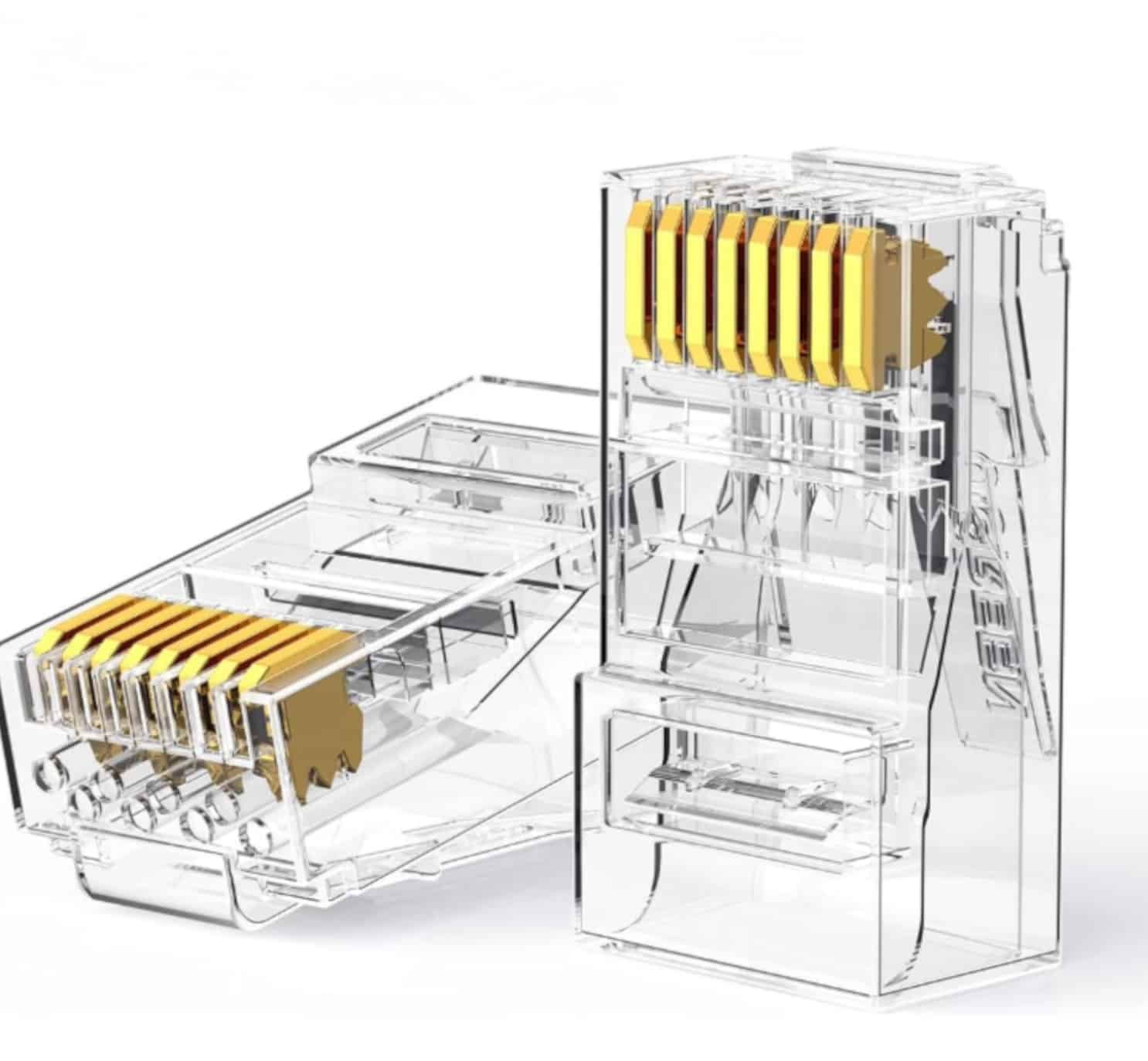 Ugreen Cat6 Rj45 Modular Plugs (50 Pcs)–Transparent With Gold Contacts 1 Ugreen Cat6 Rj45 Modular Plugs (50 Pcs)–Transparent With Gold Contacts
