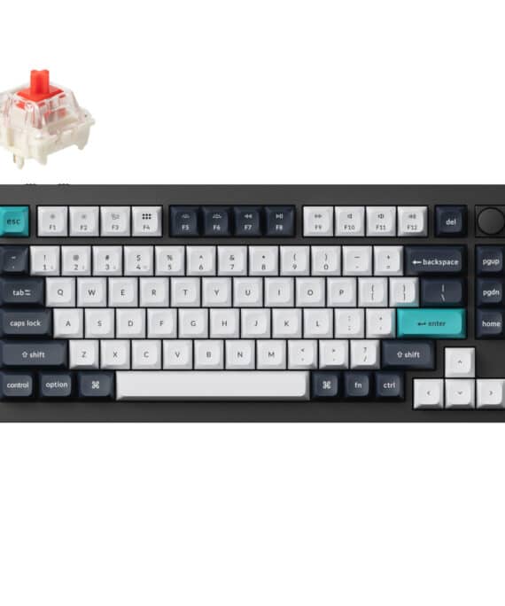 Keychron Q1 Max QMK/VIA RGB Wireless Custom Mechanical Keyboard (Gateron RED Switches) - Black