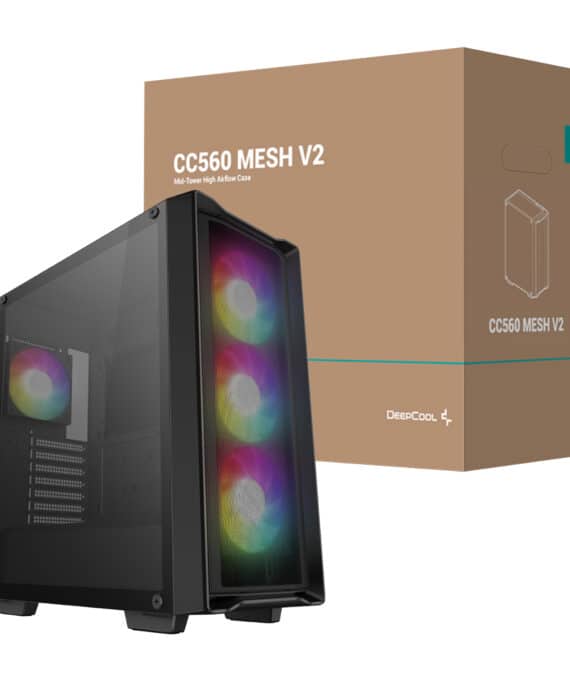 DeepCool CC560 MESH V2 ATX Mid Tower Airflow Gaming Chassis – Black