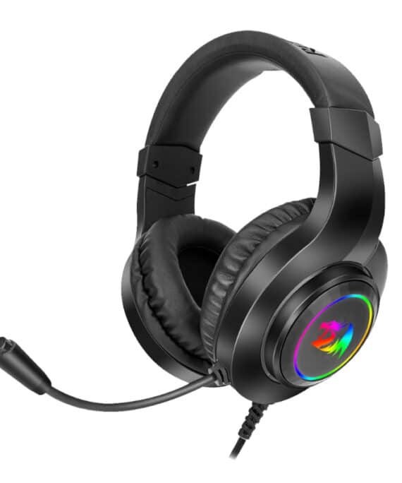 REDRAGON Over-Ear HYLAS Aux (Mic and Headset)|USB (Power Only) RGB Gaming Headset - Black
