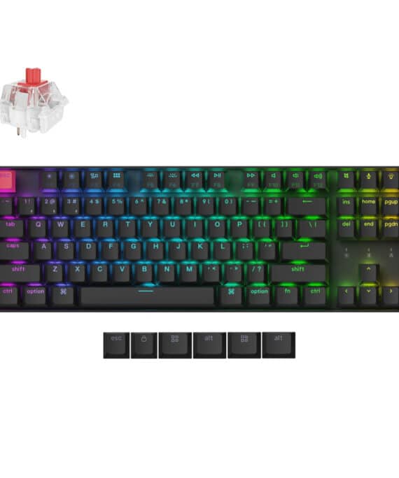 Keychron K8 QMK 80% TKL Wireless Mechanical Keyboard V2 Red Switches - Black