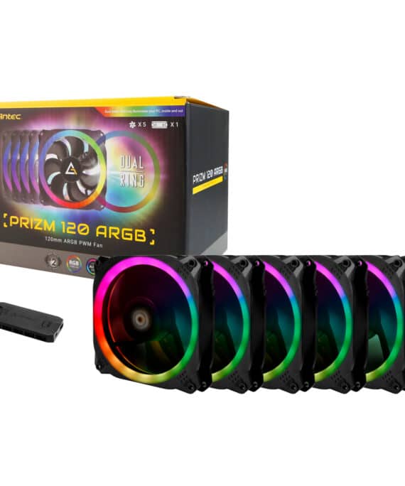 Antec Prizm 120 ARGB Case Fan 5 Pack + Controller - Black