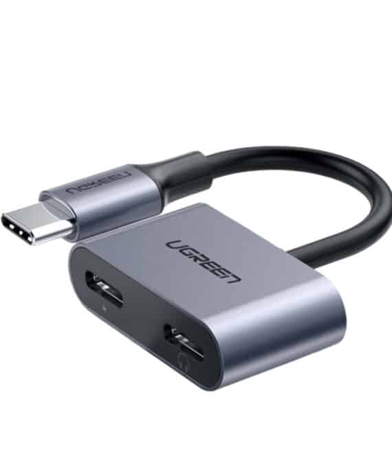 UGREEN USB Type-C Dual Audio and Charging Adapter (15W PD, 2-in-1 Splitter)