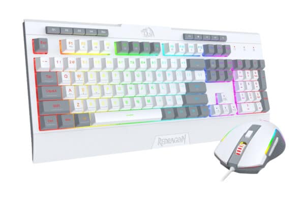 Redragon S151 Wired RGB Gaming Keyboard and Mouse Combo - White and Grey