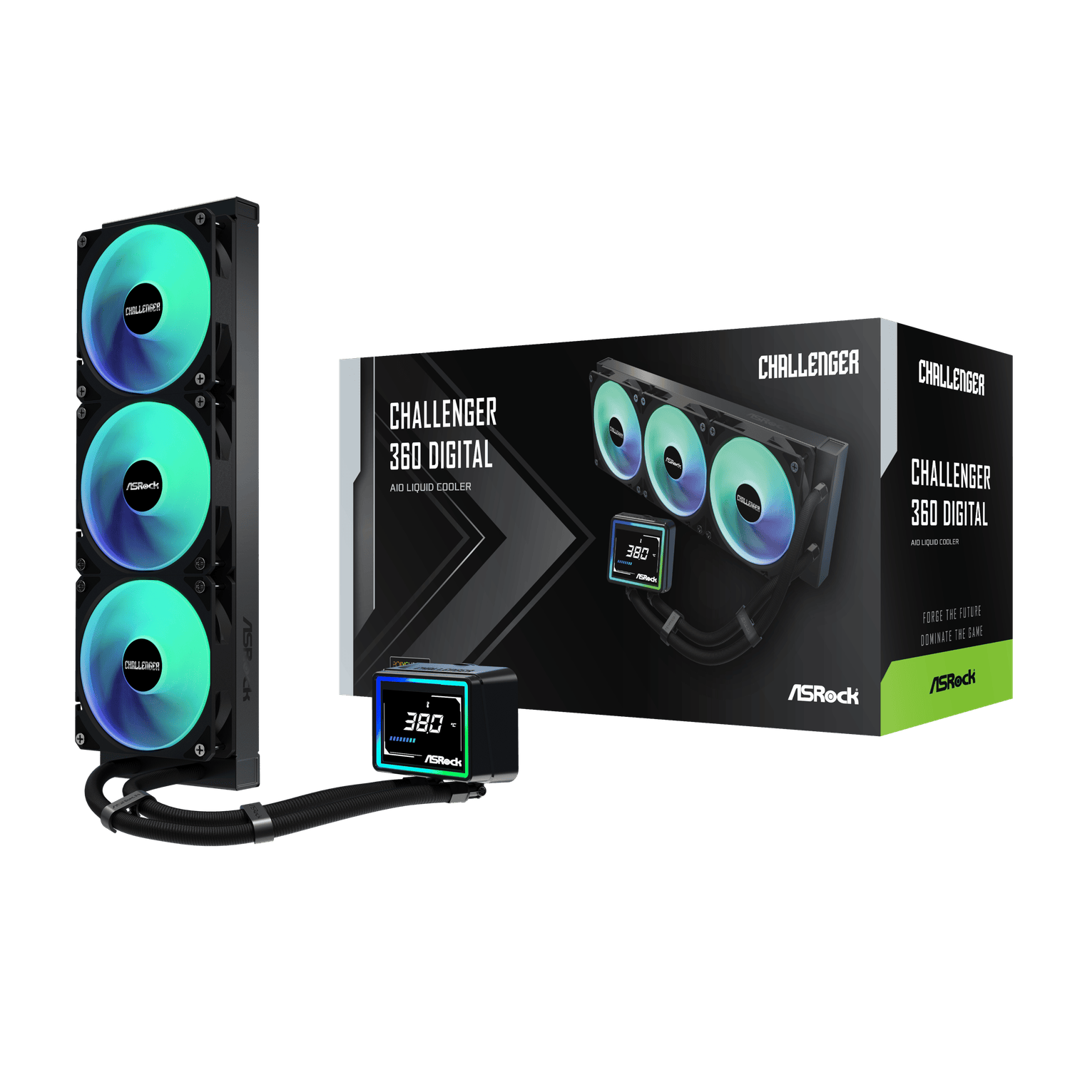 Asrock Challenger 360 Digital Aio Liquid Cooler - Black 1 Asrock Challenger 360 Digital Aio Liquid Cooler - Black
