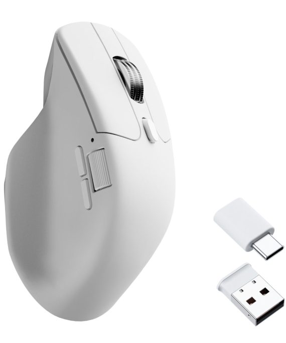 Keychron M6SB72 1K Wireless Mouse (BT/2.4GHz/Wired) with Huano silent Micro switch and premium wheel - White