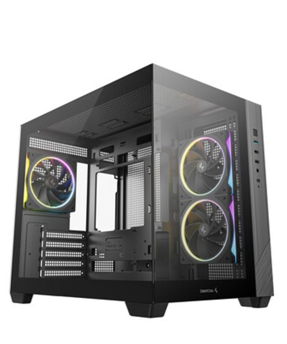 Deepcool CG330 3F Panoramic Dual-Chamber Micro-ATX Gaming Chassis - Black